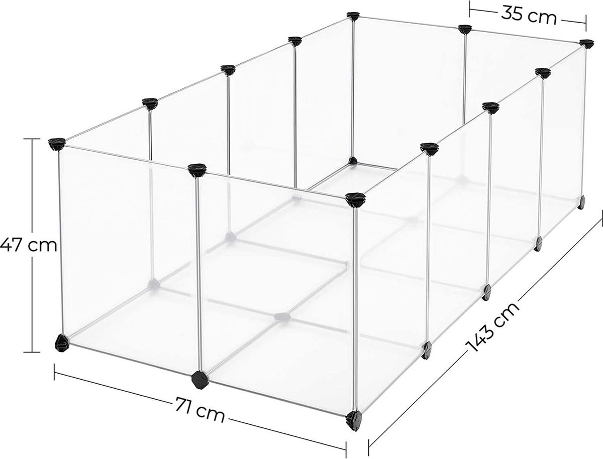 Hoppa! Huisdier ren / speelbox met bodem, 20 panelen, DIY behuizing, hek, kooi voor kleine dieren, cavia's, hamsters, konijntjes, huisdier ren, wit thumbnail 7