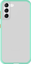 Telefoonglaasje Hoesje Geschikt voor Samsung Galaxy S21 - Kunststof - LichtBlauw Transparant - Beschermhoes - Case - Cover
