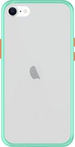 Telefoonglaasje Hoesje Geschikt voor iPhone SE 2020 - TPU randen met PVC achterzijde - Lichtblauw/Transparant - Beschermhoes - Case - Cover