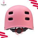 Casque rose avec 8 aérations et mécanisme de fermeture, avec logo "Pro Sport Lights".