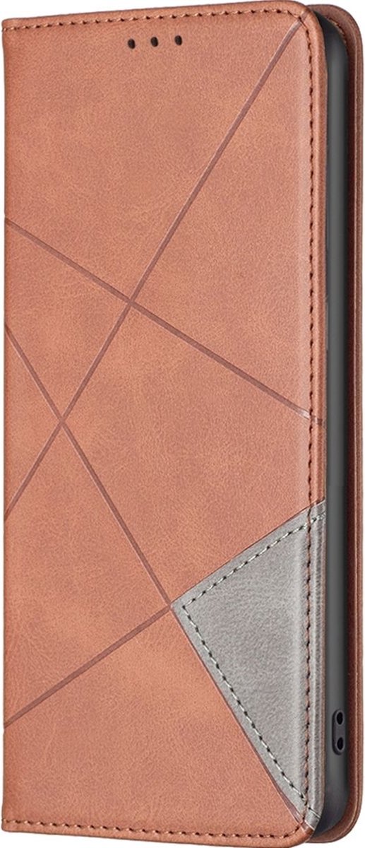 Mobigear Telefoonhoesje geschikt voor Motorola Moto G53 5G Hoesje | Mobigear Rhombus Slim Bookcase | Pasjeshouder voor 2 Pasjes | Telefoonhoesje voor Pinpas / OV Kaart / Rijbewijs - Bruin