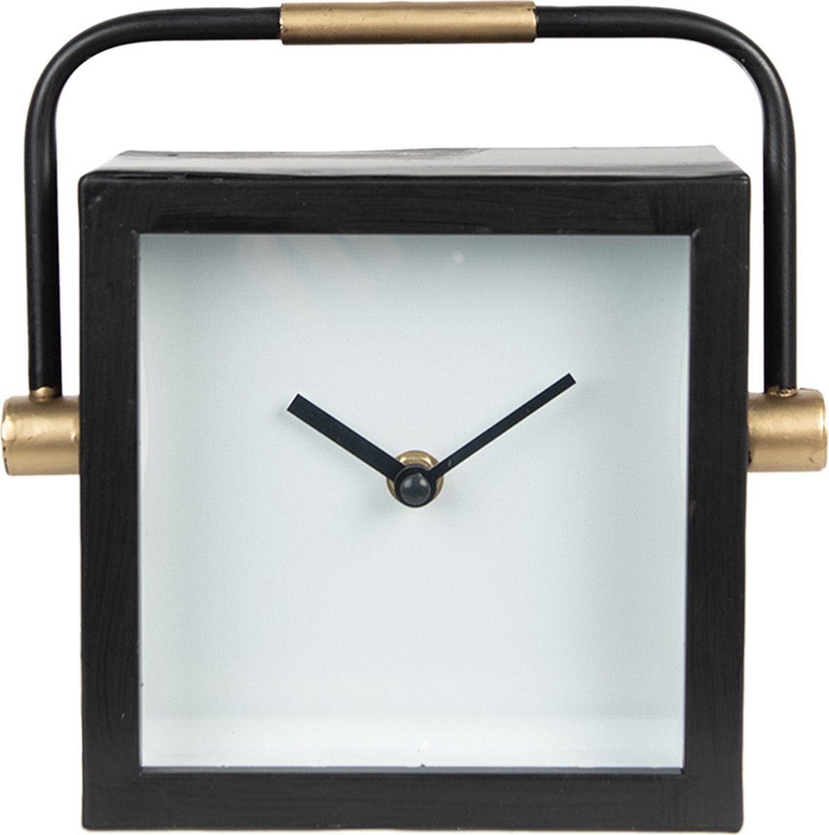 Tafelklok 19 cm Zwart Wit IJzer