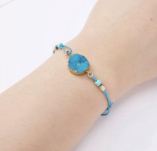 Akyol - geluks armband - armband als cadeau -afscheidskado -afscheidscadeau -afscheid cadeau - armband gift -armband kado -armband met steen -blauwe armband -Blauwe armband met steen hangertje - Blauwe Armband - Armband