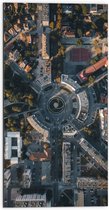 Dibond - Bovenaanzicht van Stad met Grote Rotonde - 50x100 cm Foto op Aluminium (Met Ophangsysteem)