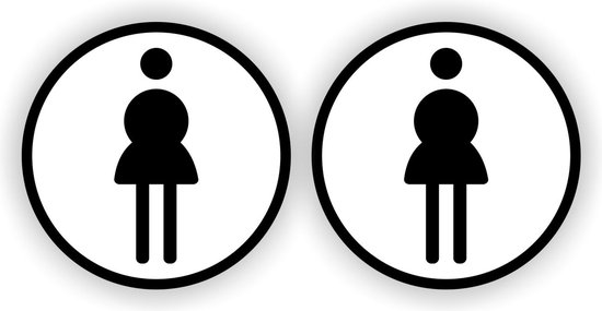Dames WC pictogram sticker set 2 stuks zwart