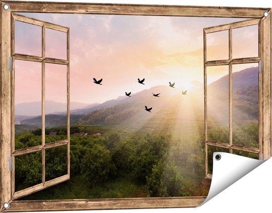 Tuinposter - Tuindoek - Tuinposters buiten - Zonsondergang boven de Amsterdamse