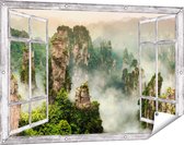 Gards Tuinposter Doorkijk Zhangjiajie Klif Bergen in China - 120x80 cm - Tuindoek - Tuindecoratie - Wanddecoratie buiten - Tuinschilderij