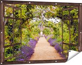 Gards Affiche de jardin Allée de Lavande - 120x80 cm - Toile jardin - Décoration de jardin - Décoration murale extérieur - Tableau jardin