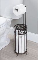 Toiletpapierhouder staand – moderne papierrolhouder voor de badkamer – wc-papierhouder voor meerdere rollen – met houder voor 3 reserverollen – bronskleurig