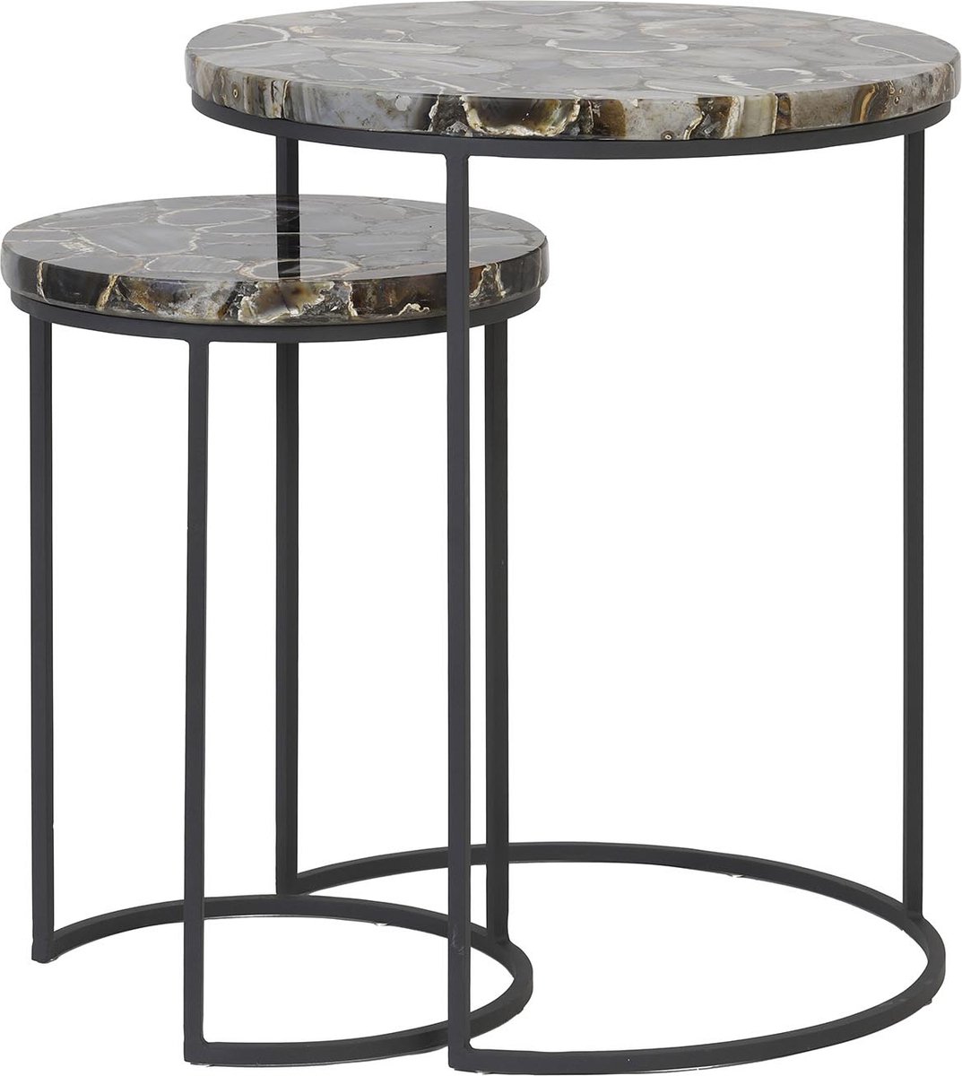 Light & Living Bijzettafel Axat - Bruin/Zwart - Ø41+Ø28cm - Modern