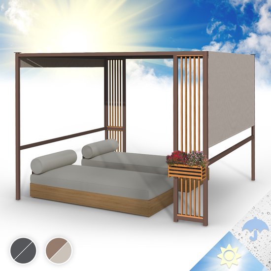 Blumfeldt Pergola, Paviljoens Waterdicht, Stabiel & Wintervast, Windbestendige Aluminium Pergola Vrijstaand, Terrasoverkapping Gazebo, Metalen Paviljoen Met 1,5W Solar Led'S, Uv50+, Pergola 3X3 M
