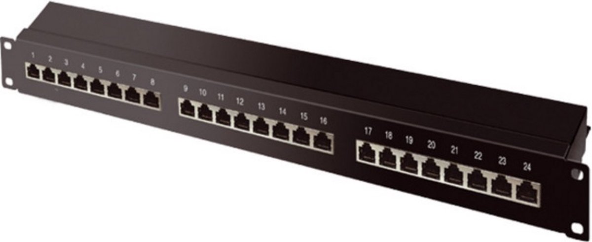 CAT 6A patchpaneel, 19 inch, 24-poorts (1 U)