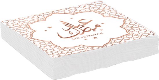 Santex suikerfeest servetten - 20x - 33 x 33 cm - papier - Ramadan Eid Mubarak