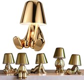 Bureaulamp 09 led dimbaar industrieel goud – lampje woonkamer oplaadbare tafellamp slaapkamer nachtlampje volwassenen – Touch