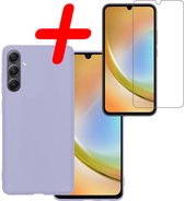 Hoes Geschikt voor Samsung A34 Hoesje Siliconen Back Cover Case Met Screenprotector - Hoesje Geschikt voor Samsung Galaxy A34 Hoes Cover Hoesje - Lila