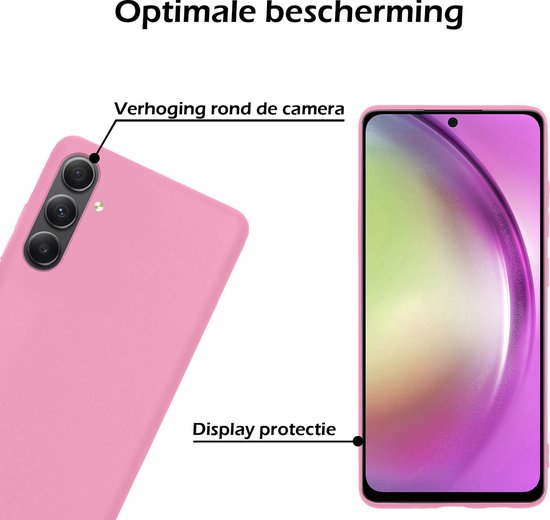 Coque Samsung A54 Siliconen Coque Arrière Avec 2x Protecteur D'écran - Coque Samsung Galaxy A54 Silicone - Rose Clair