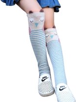 Kniekousen meisjes – 1 paar lange sokken uil – meisjessokken – 6-12 jaar – elastisch katoen - cadeautip