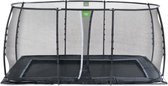 EXIT Dynamic groundlevel trampoline rechthoek 244x427cm met veiligheidsnet- zwart