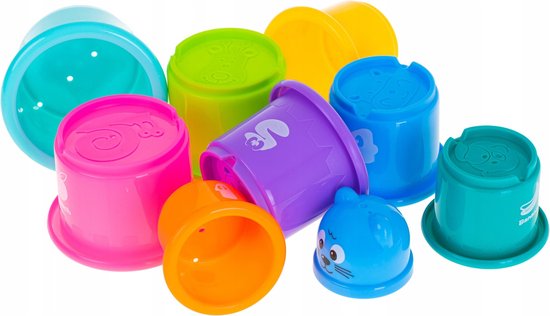 Stapel Speelgoed - Stapeltoren - Stapel Bekers - Stacking Cups - Badspeelgoed - Speelgoed voor in bad - Educatief Speelgoed - Montessori Speelgoed - Sensorisch Speelgoed - Educatief Speelgoed - Water Speelgoed - Strandspeelgoed van Mowglispeelgoed — afbeelding 5