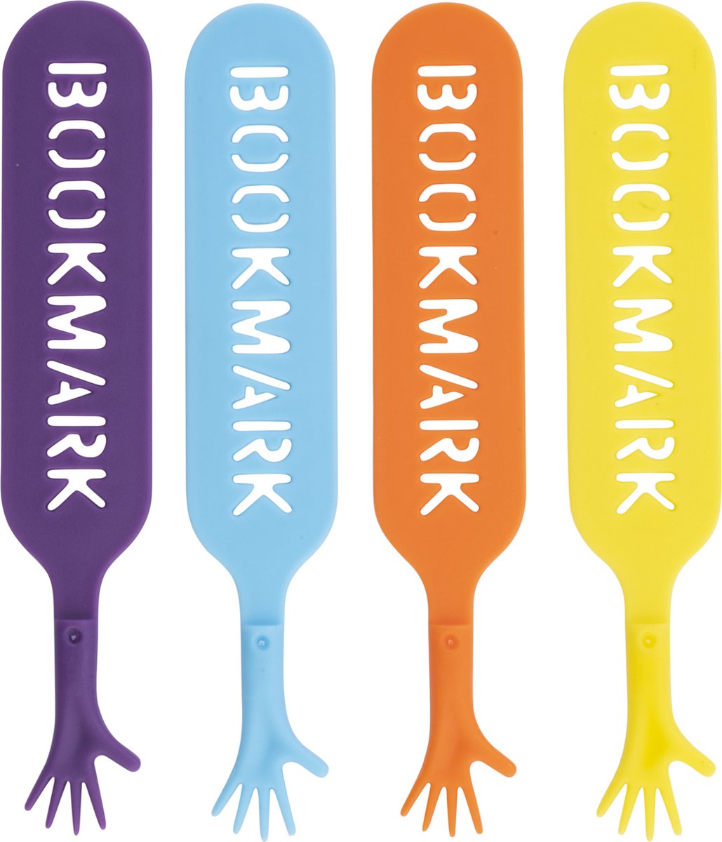 Set van 4 Boekenleggers – Help Me Handjes – Kleurrijk – Flexibel Kunststof