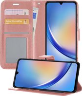 Hoesje Geschikt voor Samsung A34 Hoesje Book Case Hoes Portemonnee Cover Walletcase - Hoes Geschikt voor Samsung Galaxy A34 Hoes Bookcase Hoesje - Rosé goud.