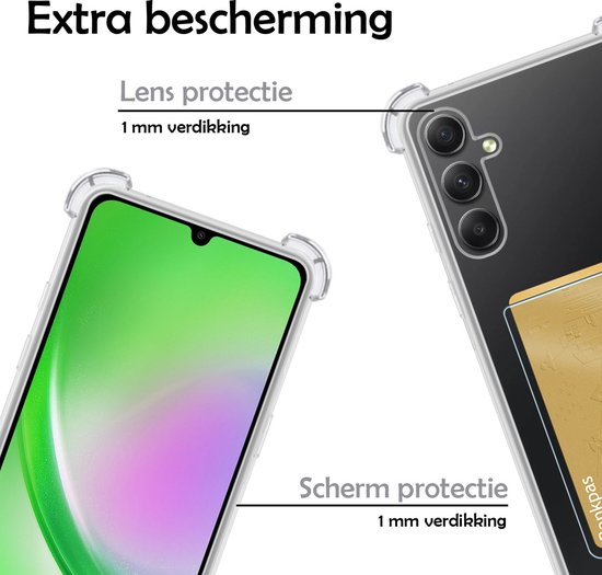 Coque Samsung A34 Porte-cartes Coque Porte-cartes avec protection d'écran - Coque Samsung Galaxy A34 avec porte-cartes Coque - Transparente