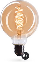 Crown LED 6x Edison Vintage LightBear E27 Socket, Dimable, 4W, 1800K, Warm Wit, 230V, VS19, met vintage spiraalvormige filament, verlichting in de retro -look - Lightburn Vintage