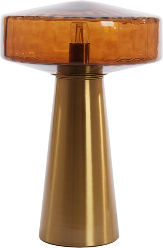 vtwonen Tafellamp Pleat - Bruin - Ø30cm - Retro - Woonkamer - Slaapkamer