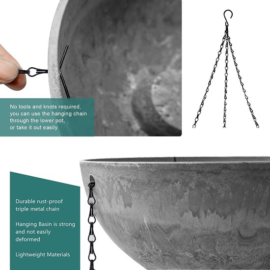 Roestvrijstalen Ketting Plantenhanger Balkon Binnen Set Van 2 Hangende Plantenbakken - Hangende Plantenpotten - Macramé Planten Hangpot