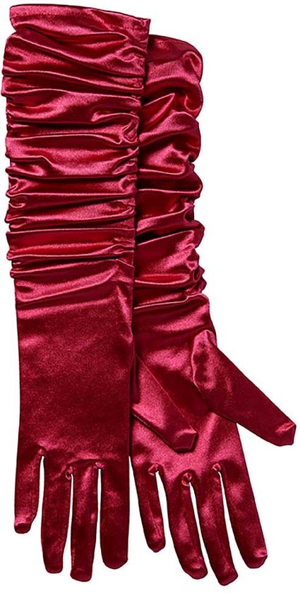 Gants Satin froissé - Fuchsia - Taille Unique - Gants Dentelle - Gants de Mariée - Gants Longs - Apollo - Carnaval