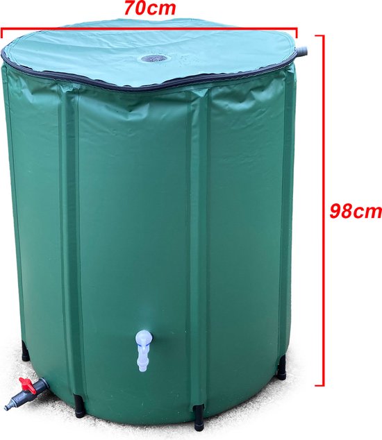 tectake® Regenwatertank voor tuin en camping - Opvouwbare ton - Regenton met deksel en kraan, watertank, regenwateropvangbak, waterton - 200L- groen