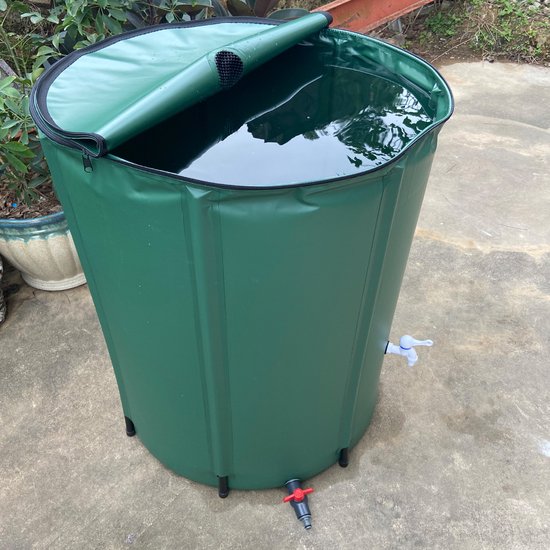YARDIN Regenton, 750 liter, opvouwbaar, regenwaterton, 750 liter, voor tuinirrigatie, smalle hoog, eenvoudig op te bergen, UV-stabiel pvc