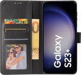 BookCase Hoesje Geschikt Voor Samsung S23 Plus - Wallet Case - Hoesje Met Pasjeshouder - Zwart