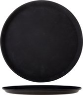 Cosy & Trendy horeca dienblad antislip rond - 2x - zwart - D35 cm - kunststof