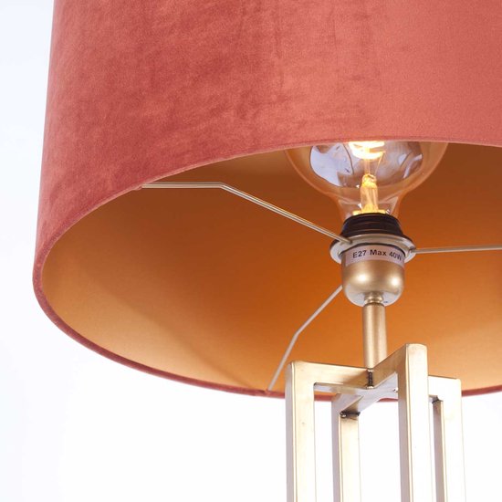 Lampadaire carré avec abat-jour en velours Roma | 1 lumière | marron / bronze / or | métal / tissu | Ø 45 cm | 165 cm de hauteur | lampadaire / lampadaire | design moderne / attrayant / classique