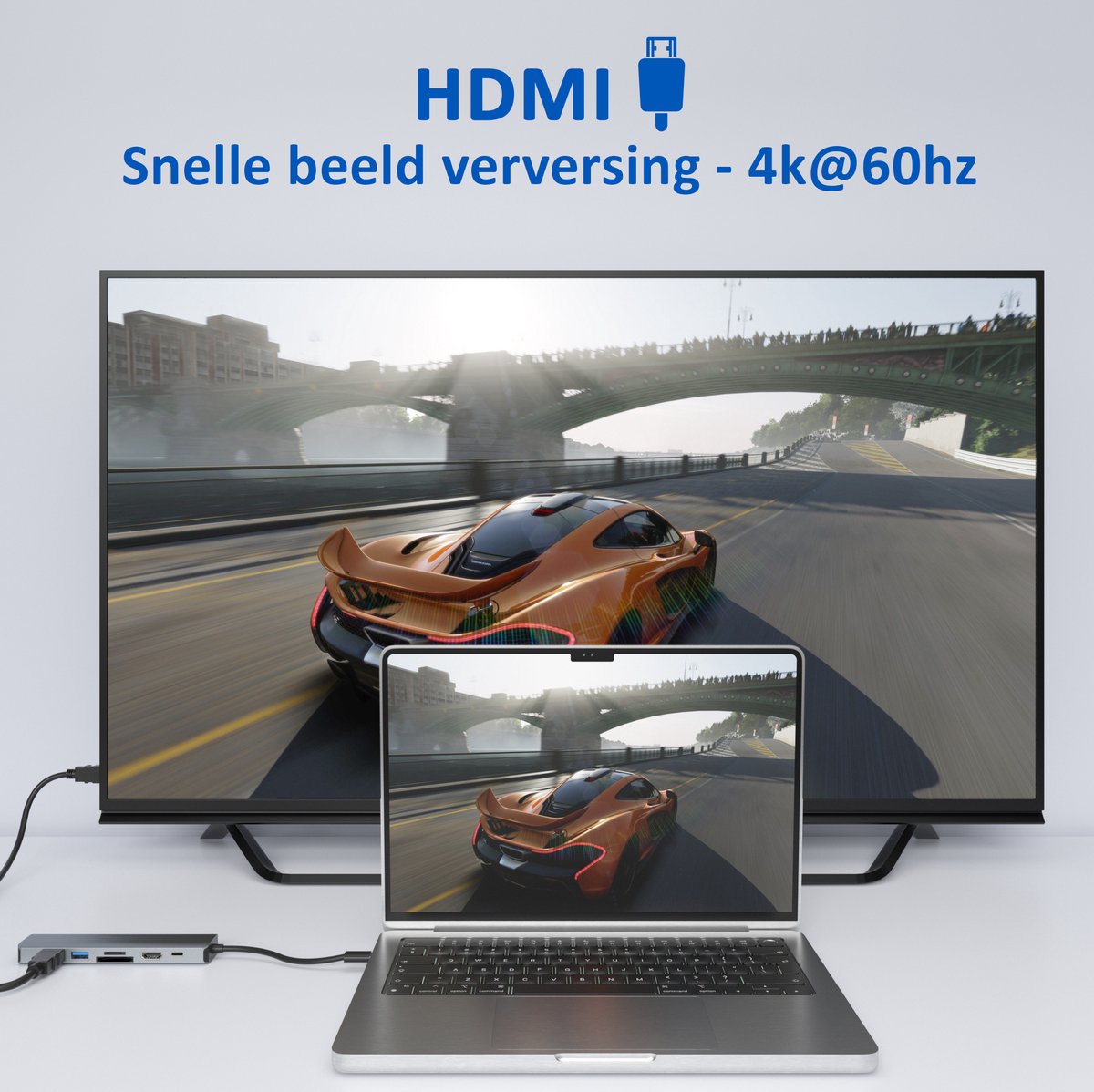 USB-C Hub 8-in-1 Rolio – HDMI 4K@60Hz, Ethernet 1Gbps, USB-C Opladen 100W, SD/TF Kaartlezer, USB 3.0 Splitter - Afbeelding 4