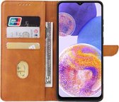 Smartphonica Samsung Galaxy A23 kunstleren hoesje met lipje en pashouders - Bruin / Kunstleer / Book Case geschikt voor Samsung Galaxy A23