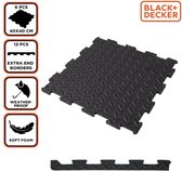 BLACK+DECKER Vloermat 6 Stuks - 40 x 40 x 1 CM - Vloerbescherming - Dempend Materiaal - Puzzelmatten - Ribbels - Zwart
