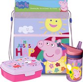 Peppa Pig lunchbox set voor kinderen - 3-delig - lila - incl. gymtas/schooltas