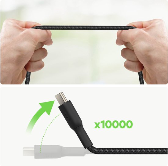 Belkin Braided USB-C naar USB-A kabel - 1m - zwart