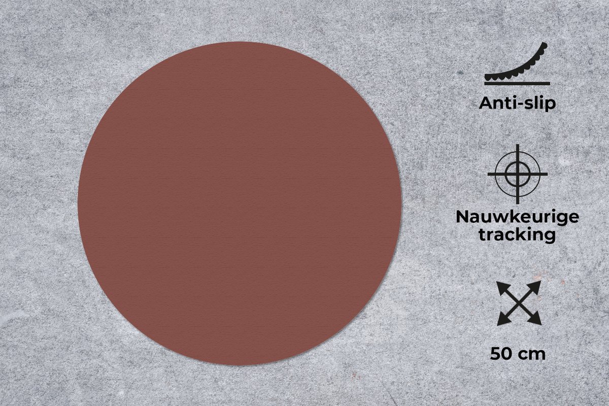 Muismat rond 50x50 cm - Mousepad Palet - Rood - Interieur - Ronde muismatten