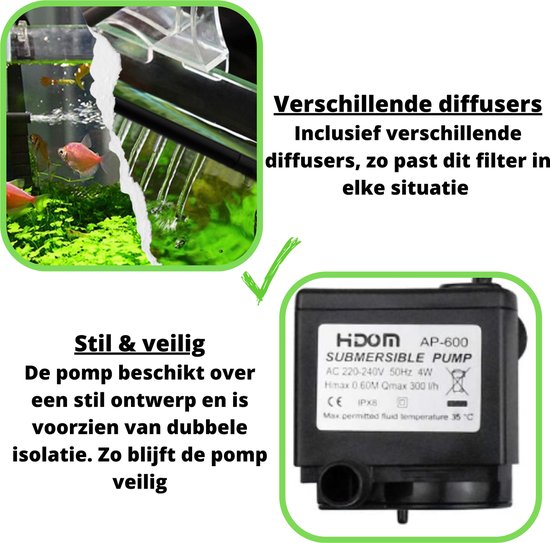 Aquariumfilter 300L/H 50L-70L – Aquarium filter pomp – Zuurstofpomp  aquarium -... | bol.com