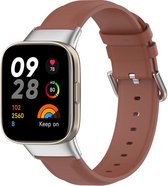 Leer Smartwatch bandje - Geschikt voor Redmi Watch 3 leren bandje - bruin - Strap-it Horlogeband / Polsband / Armband