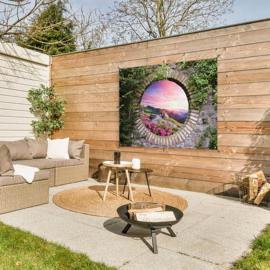 Affiche de jardin - Peinture de jardin extérieur - Toile de clôture - Jardin  - Coucher