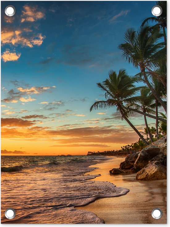 Spatscherm keuken - Bierfles - Zonsondergang - Palmbomen - Zee