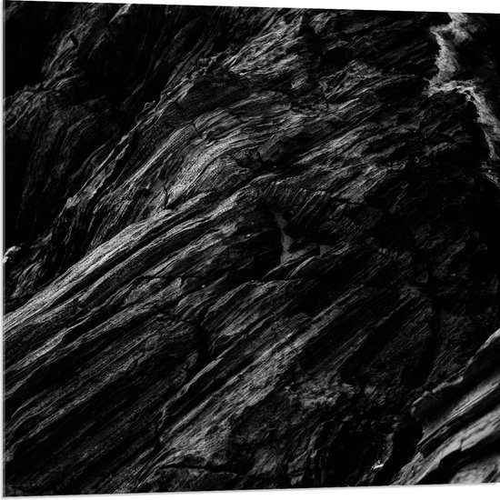 Acrylglas - Donkere Stenen Rotsen van Bergen - 80x80 cm Foto op Acrylglas (Met Ophangsysteem)