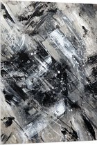 Acrylglas - Abstracte Verfmix van Zwart en Wit Tinten - 80x120 cm Foto op Acrylglas (Met Ophangsysteem)