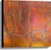Canvas - Beige Textuur op Bruin- Oranje Ondergrond - 60x60 cm Foto op Canvas Schilderij (Wanddecoratie op Canvas)