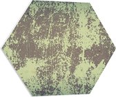 PVC Schuimplaat Hexagon - Bruin met Groene Textuur op Muur - 60x52.2 cm Foto op Hexagon (Met Ophangsysteem)