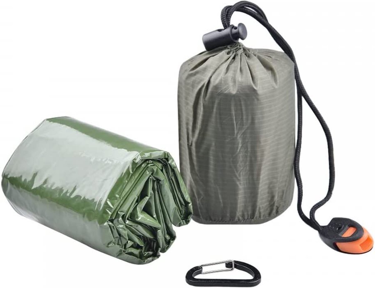 Thermische Nooddeken, slaapzak \ Premium Reddingsdeke | Survival Whistle Ultralight Cold Protection / Noodslaapzakken - emergency foil blanket, emergency sleeping bag - 1 pcs